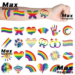 Maxg สติกเกอร์รอยสักชั่วคราว ลายดอกไม้ สีรุ้ง สําหรับติดตกแต่งใบหน้า 12 ชิ้น