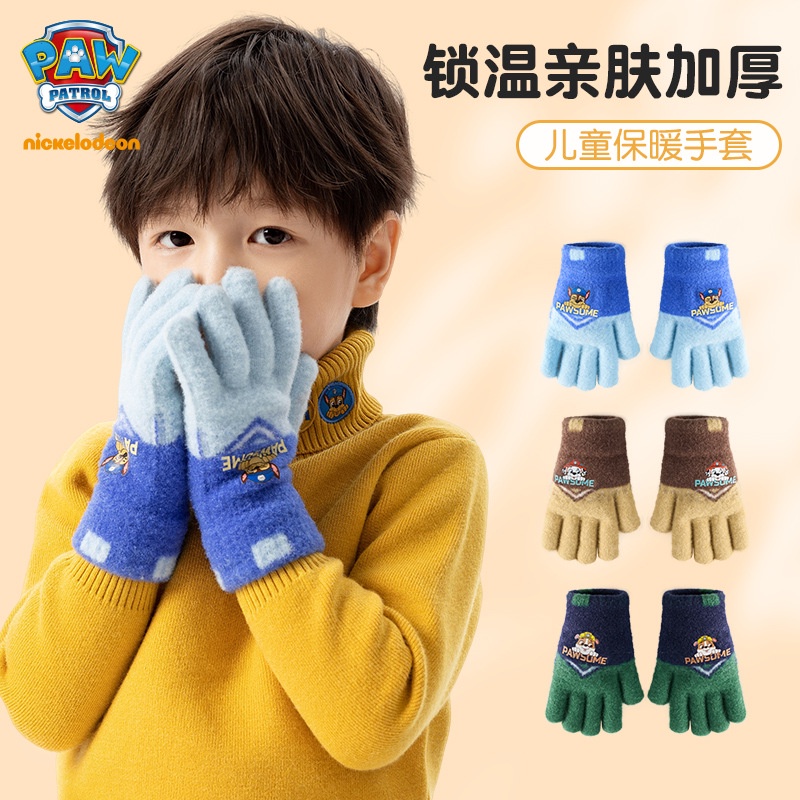 paw patrol ถุงมือ ผ้าฟลีซ แบบหนา ป้องกันหิมะ ให้ความอบอุ่น แฟชั่นฤดูหนาว สําหรับเด็ก