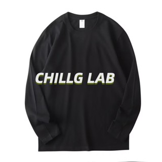 CHILLG LAB เสื้อยืดแขนยาว คอกลม สไตล์อเมริกัน แฟชั่นฤดูใบไม้ร่วง และฤดูหนาว สําหรับผู้ชาย