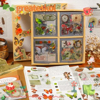 Greateskol สติกเกอร์ PET ลายดอกไม้ หลากสี สําหรับติดตกแต่งสมุดภาพ DIY