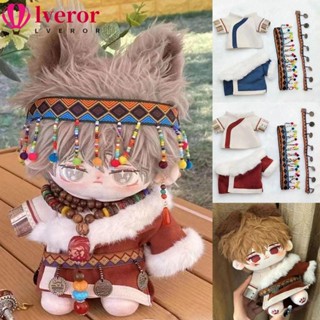 Lveror ชุดเสื้อผ้าตุ๊กตา ผ้าฝ้าย 20 ซม. สีฟ้า สีแดง สไตล์จีน DIY สําหรับตุ๊กตา