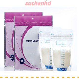 Suchenhd ถุงเก็บน้ํานมแม่ LDPE+PET แบบใส ขนาด 250 มล. แบบพกพา สําหรับหญิงตั้งครรภ์ 30 ชิ้น