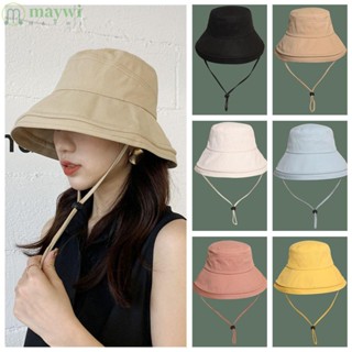 Maywi หมวกบักเก็ต กันแดด สีพื้น สไตล์ฮิปฮอป แฟชั่นฤดูร้อน