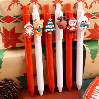 ปากกาเจล ลายการ์ตูนซานต้า ต้นคริสต์มาสน่ารัก ยืดหดได้ หมึกสีดํา 0.5 มม. อุปกรณ์เครื่องเขียน สํานักงาน โรงเรียน ของขวัญ