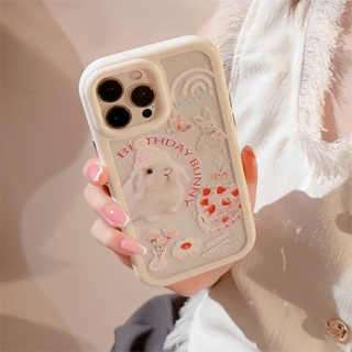 Dd เคสโทรศัพท์มือถืออะคริลิค ลายกระต่าย สีขาว สีชมพู สําหรับ Apple iPhone 13 12 Promax XS 13 Promax 78 Plus 14 Promax 7 8 15 Pro 15 Promax