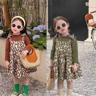 ชุดเดรสกระโปรง แขนยาว คอสูง ขนาดเล็ก สีพื้น สําหรับเด็กผู้หญิง อายุ 3-7 ปี