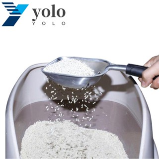 Yolo สกู๊ปเปอร์อึแมว ด้ามจับยาว อลูมิเนียมอัลลอย สีดํา สีเทา สําหรับตักทรายแมว