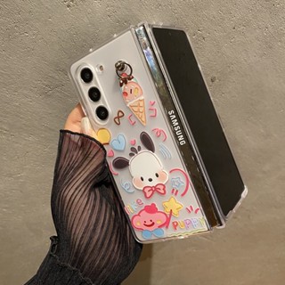 เคสแข็ง ลายการ์ตูน Pochacco น่ารัก พร้อมจี้ สําหรับ Samsung Galaxy Z Fold Z Fold 4 Z Fold 3