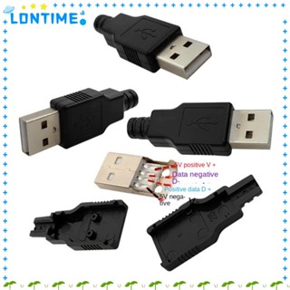 Lontime ปลั๊ก USB ตัวผู้ พลาสติก สีดํา เชื่อมต่อ USB Type A พร้อมฝาปิด DIY