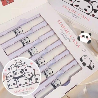 MAGIC CASA Cute Bear Lip Glaze Set หกแพ็คกล่องของขวัญพร้อม Matte Velvet Lipsick Collection puueqg