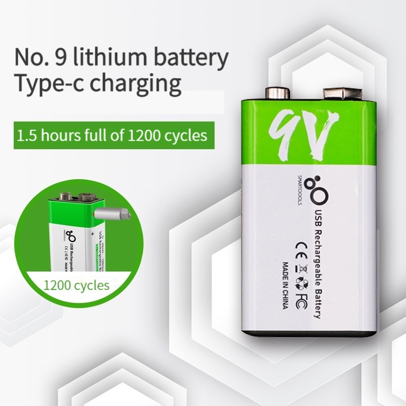 9V 650mAh Lithium Rechargeable 9 volt battery Battery USB Charging 9v Li-ion Square Battery for  Rem