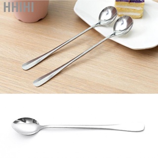 Hhihi Long Handle  Spoons  Stainless Steel 3pcs Stirring Rounded Edge Easy Cleaning Rust Proof Multi Functional for Home