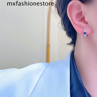 Mxfashione ต่างหูเพชร สวยหรู เรียบง่าย อินเทรนด์ ทองแดง สี่เหลี่ยม เพชร สไตล์เกาหลี สําหรับผู้หญิง