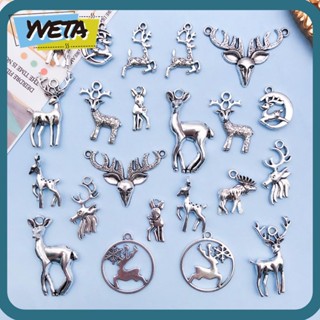 Yveta จี้กวางเอลก์ โลหะผสม 11 สไตล์เรโทร สีเงิน สําหรับสร้อยข้อมือ DIY 66 ชิ้น