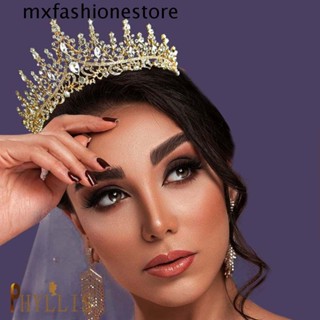 Mxfashione มงกุฎเจ้าสาว แฟชั่น มงกุฎเจ้าหญิง สวยหรู สาว คริสตัล มงกุฎเพชร สไตล์เกาหลี เจ้าสาว มงกุฎคาดผม