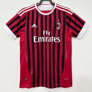 เสื้อกีฬาแขนสั้น ลายทีมชาติฟุตบอล AAA 2011-12 AC Milan ชุดเหย้า สไตล์วินเทจ แห้งเร็ว ไซซ์ S-XXL