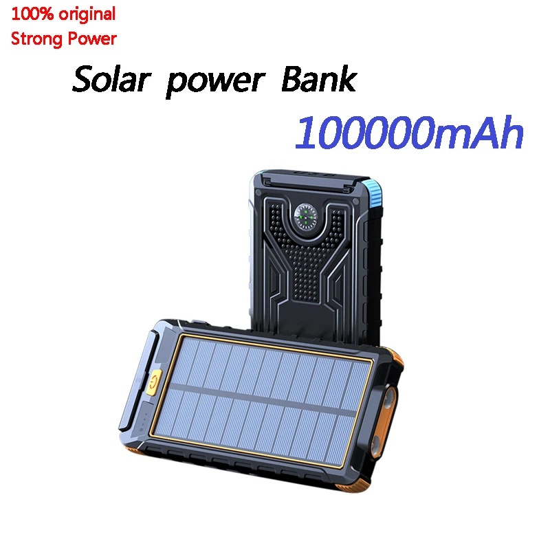 New Power Bank 100000mAh compass outdoor waterproof belt charging super fast multifunctional power bank solar free shipp