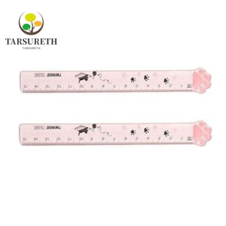 Tarsureth ไม้บรรทัดพลาสติกใส ขนาดเล็ก สีชมพู สําหรับวัดกรงเล็บแมว 2 ชิ้น