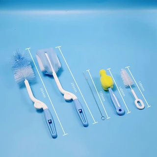 ชุดแปรงล้างขวดนม 5 ชิ้น แปรงล้างขวดแบบหมุนได้ แปรงฟองน้ำ