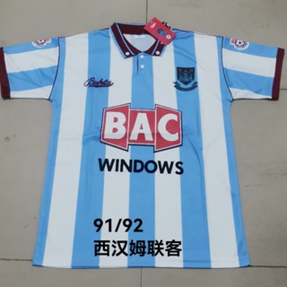 เสื้อกีฬาแขนสั้น ลายทีมชาติฟุตบอล West Ham United 1991-92 ชุดเยือน สไตล์วินเทจ แห้งเร็ว สําหรับผู้ชาย ไซซ์ S-XXL