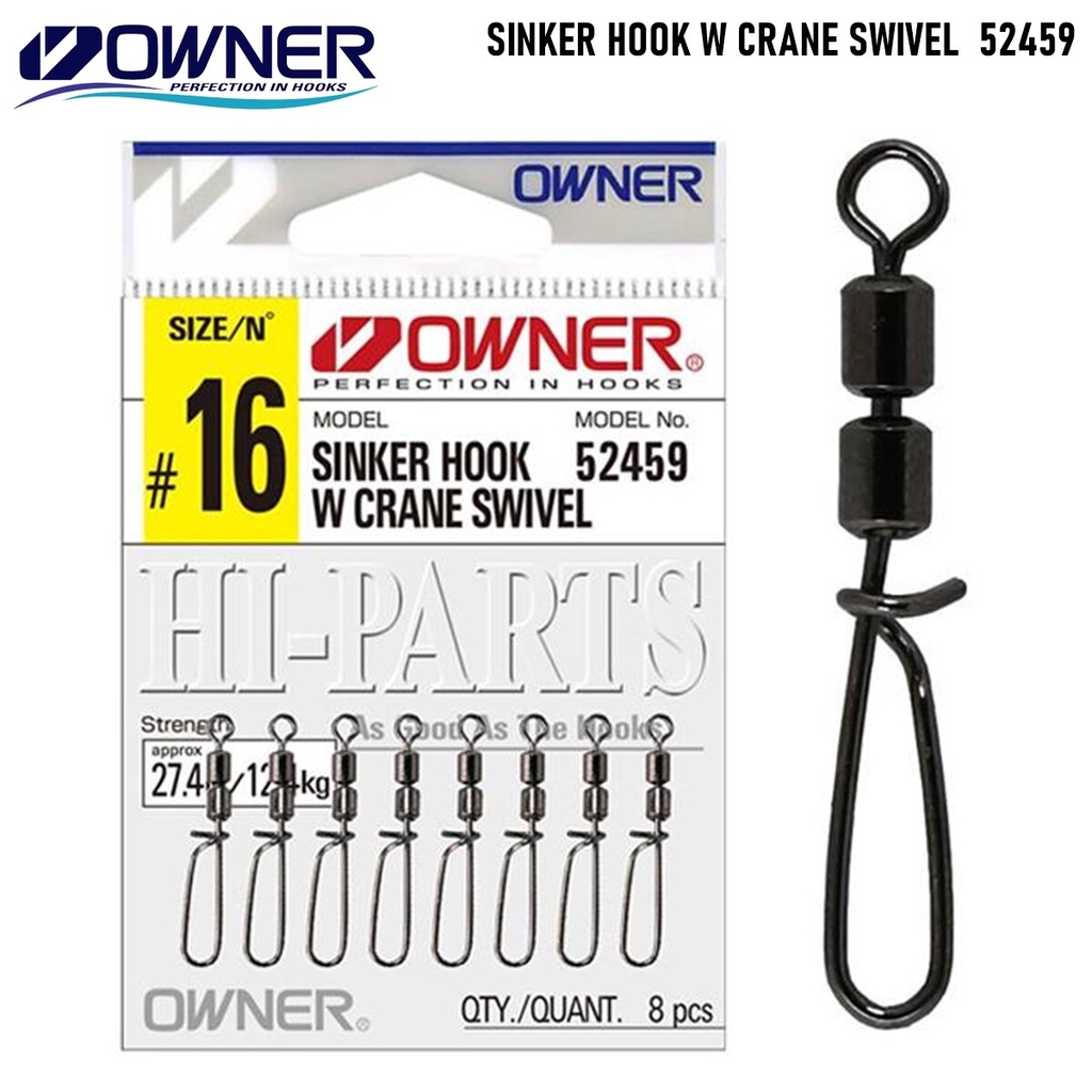 ลูกหมุนกิ๊ปล๊อค Owner Sinker Hook With Crane Swivel 52459 - อุปกรณ์ตกปลา