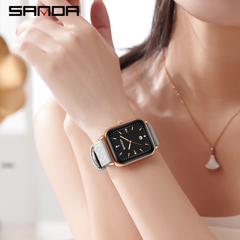 Sanda นาฬิกาข้อมือควอตซ์ ลําลอง ประดับเพชร หรูหรา สไตล์นักธุรกิจ สําหรับสตรี SD1134-6