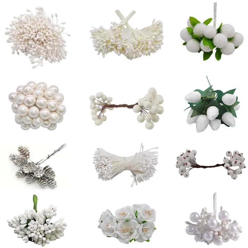 ช่อดอกเชอร์รี่ประดิษฐ์ สีขาว สําหรับตกแต่งเค้ก งานแต่งงาน คริสต์มาส DIY