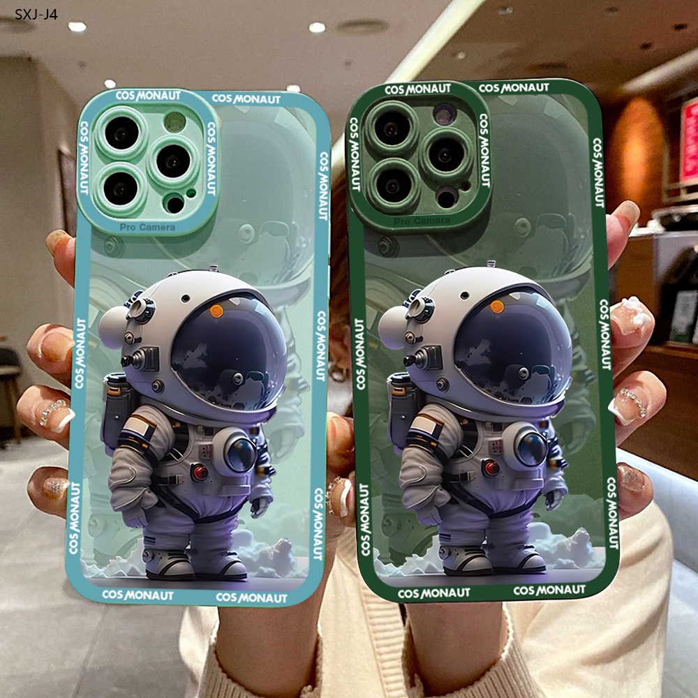 เข้ากันได้กับ Samsung Galaxy J4 J5 J6 J7 J8 Core Pro Plus Prime 2018 2017 2015 J4+ J6+ เคสซัมซุง สำหรับ Case Shockproof Silicone การ์ตูน Cosmonaut NASA เคสโทรศัพท์ Angel Eyes