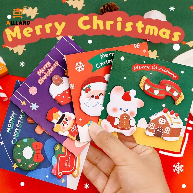กระดาษโน้ต ลายการ์ตูน Merry Christmas มีกาวในตัว สําหรับตกแต่งสมุดจดบันทึกนักเรียน DIY