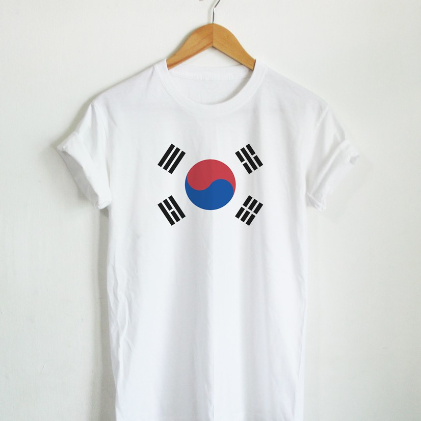 S-5XL เสื้อยืดลาย ธงชาติ เกาหลี ประเทศเกาหลีใต้ South Korea Flag เสื้อยืดสกรีน แขนสั้น คอกลม