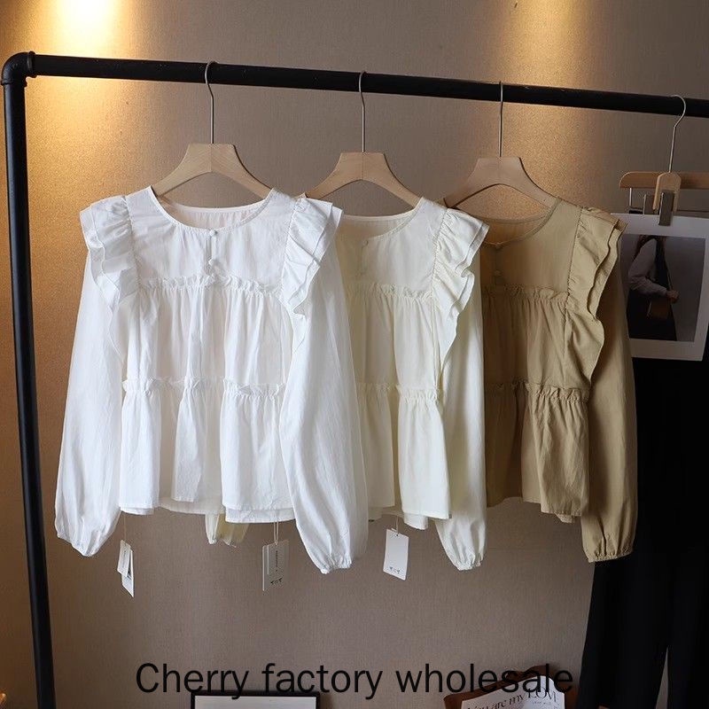 เสื้อเชิ้ตแขนยาว ทรงหลวม สีขาว สไตล์เกาหลี แฟชั่นใหม่ สําหรับผู้หญิง