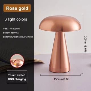 ✨✨ 【ส่งจากไทย】โคมไฟตั้งโต๊ะ รูปเห็ด สไตล์โมเดิร์นมินิมอล 3 สี หรี่แสงได้ ชาร์จไฟได้ นวัตกรรมใหม่ ควบคุมแบบสัมผัส