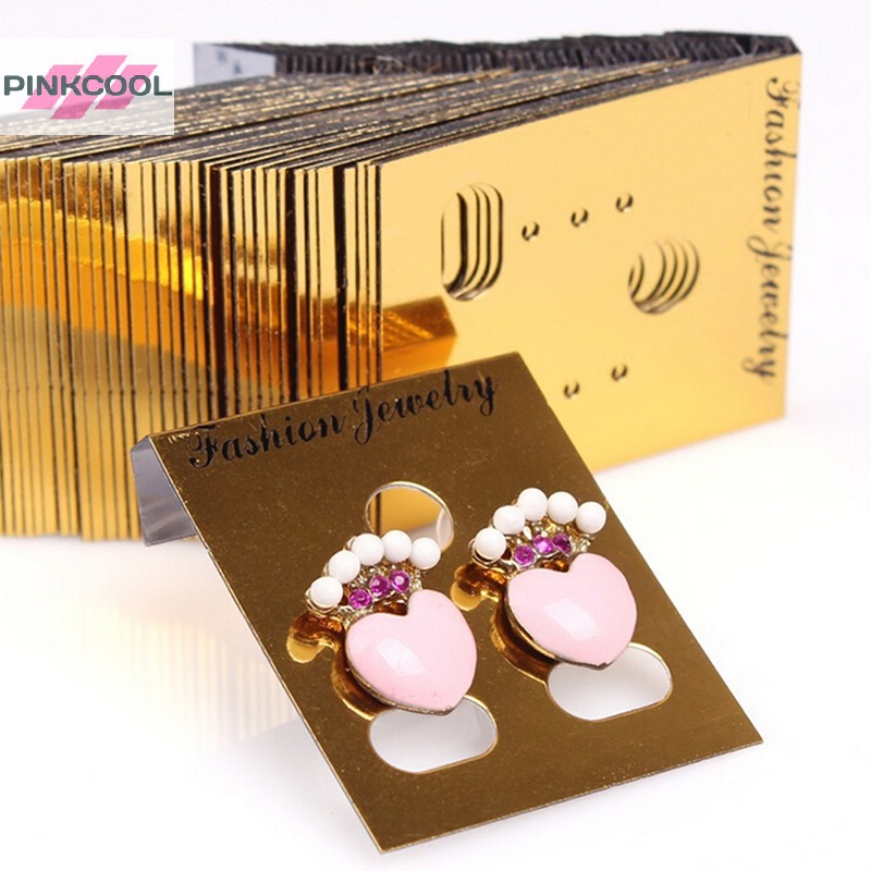 PINKCOOL 100X Gold Type ต่างหูพลาสติกหู Studs Holder Display Hang Cards, HOT