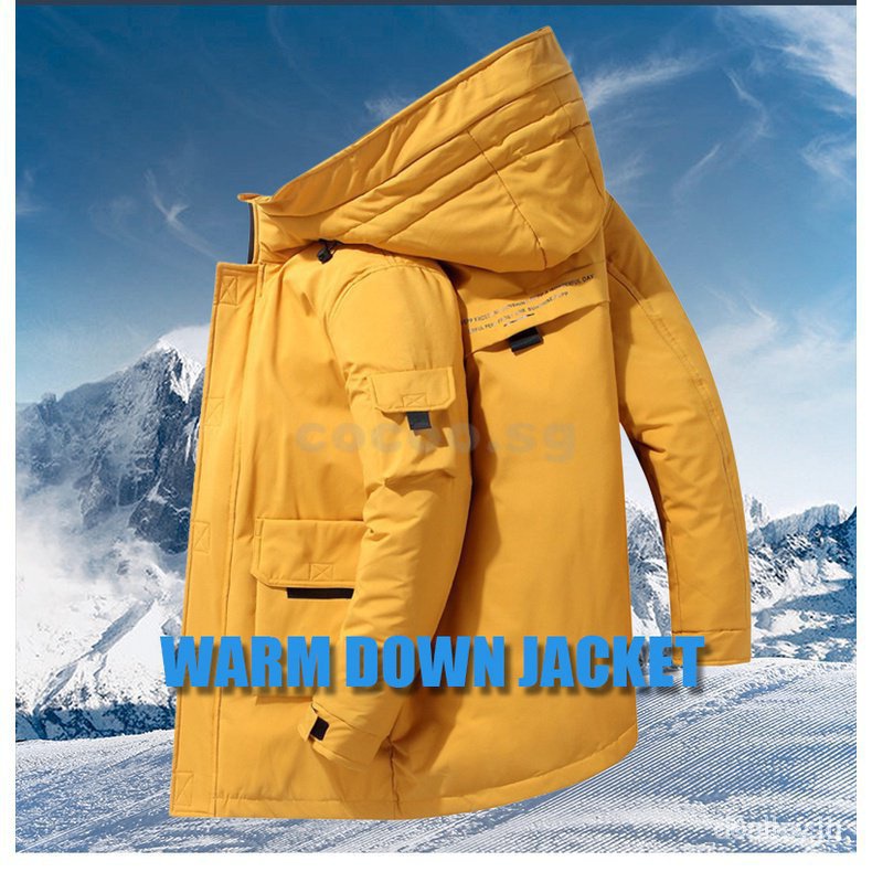 Winter New Mens Down Jacket High Quality White Duck Down Parka Men Fashion Length Solid Color Outcoat Warm Casual Coat X9 W0 HL4Y