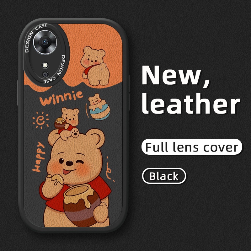 สําหรับ OPPO A17 A17K เคสการ์ตูน หมีพูห์ น่ารัก รูปแบบใหม่ เคสโทรศัพท์หนัง กันกระแทก เคสด้านหลัง ซิลิโคน เคสนิ่ม