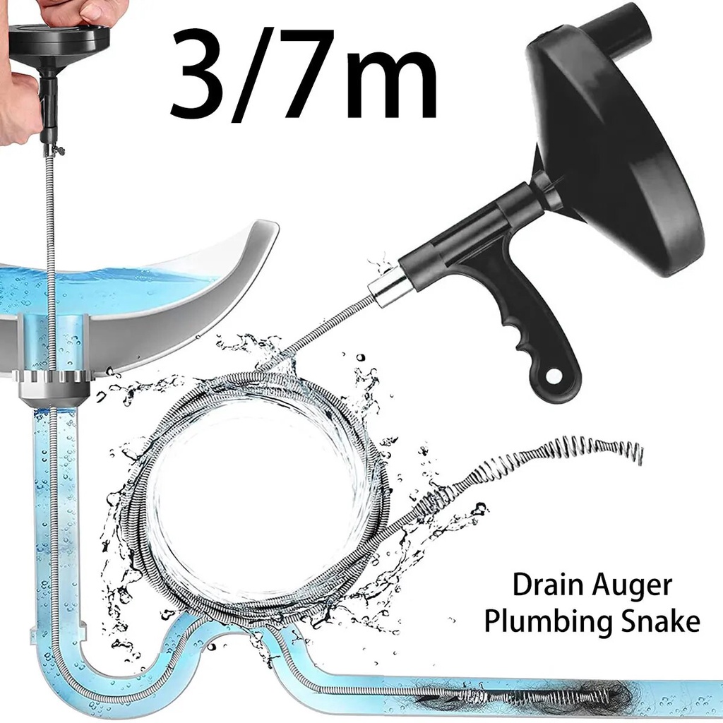 Plumbing Snake Drain Auger Manual Snake Drain Clog Remover with Non-slip Handle for Bathroom Kitchen