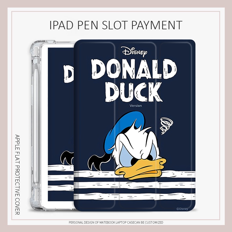 เคส ลายเป็ดโดนัลด์ พร้อมช่องใส่ปากกา สําหรับ ipad air 3 4 5 ipad 2022 gen10 pro 11 10.2 gen 7 8 9 ipad mini 1 2 3 4 5 6a16 air M3