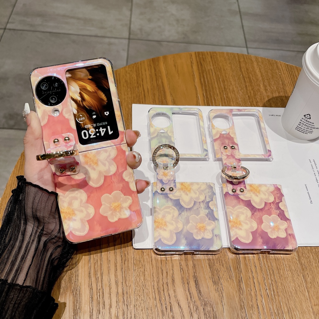 เคสโทรศัพท์มือถือ ฝาพับ ลายดอกไม้ หรูหรา สําหรับ OPPO Find N3 N3Flip