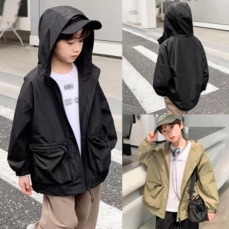เสื้อแจ็กเก็ตคาร์โก้ แขนยาว ลําลอง แฟชั่นฤดูใบไม้ร่วง สไตล์เกาหลี สําหรับเด็กผู้ชาย และเด็กผู้หญิง