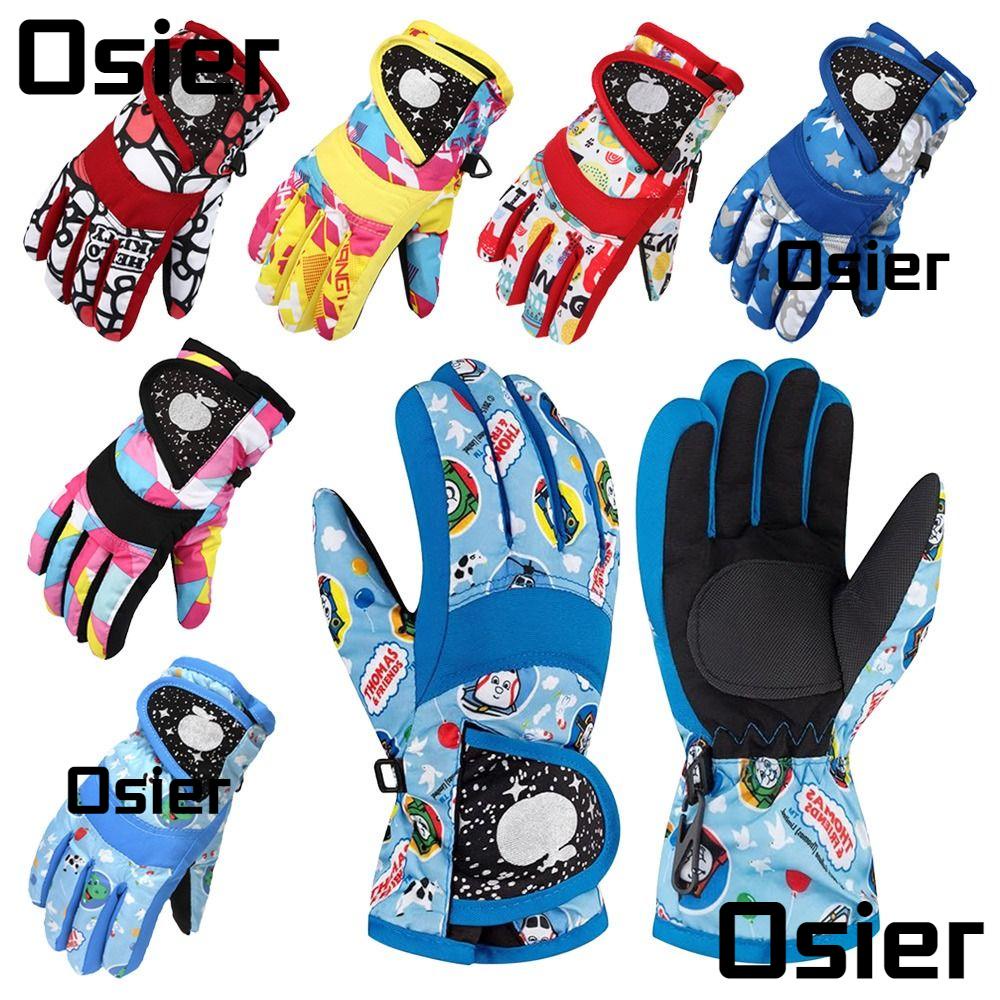 Osier1 ถุงมือเล่นสกี แบบหนา กันลื่น กันน้ํา กันลม ให้ความอบอุ่น แฟชั่นฤดูหนาว สําหรับเด็ก