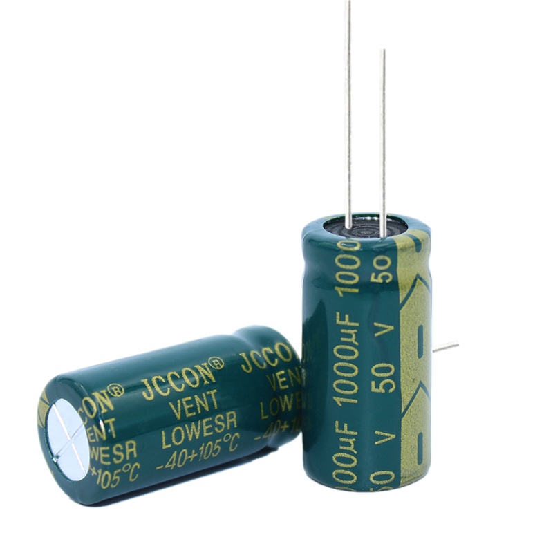 50V1000UF 50v 1000uf JCCON สีเขียวทองอะแดปเตอร์ไฟฟ้าความถี่สูงความต้านทานต่ำอลูมิเนียมตัวเก็บประจุอิเล็กโทรไลต์ ขนาด: 13x25 มม