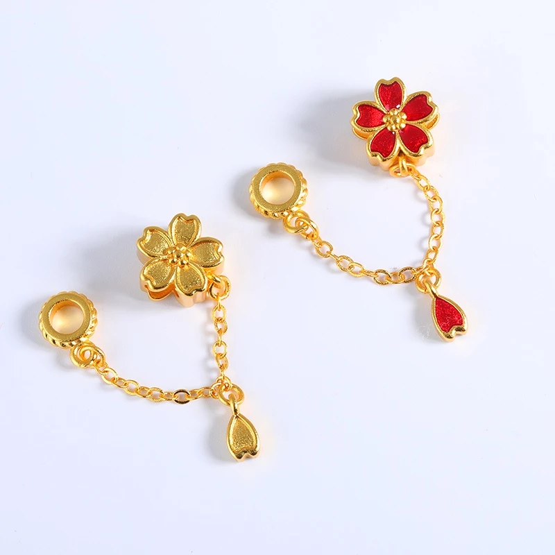 สายโซ่ลูกปัดลายดอกซากุระสีรุ้ง สำหรับแขวนสร้อยข้อมือและเหรียญ DIY thumbnail 3