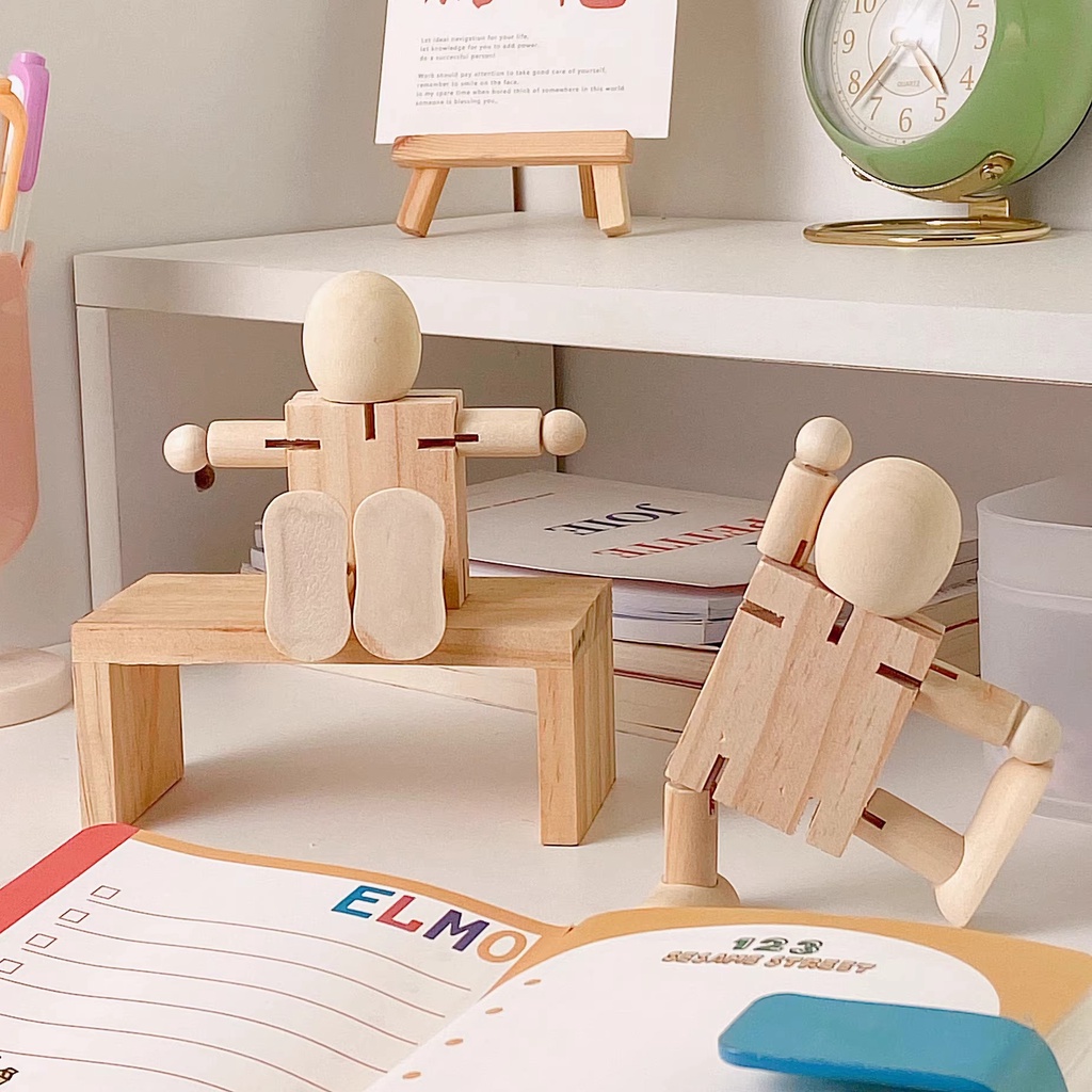 ตุ๊กตาไม้ รูปคน สีขาว ขยับข้อต่อได้ สําหรับเด็ก SG006