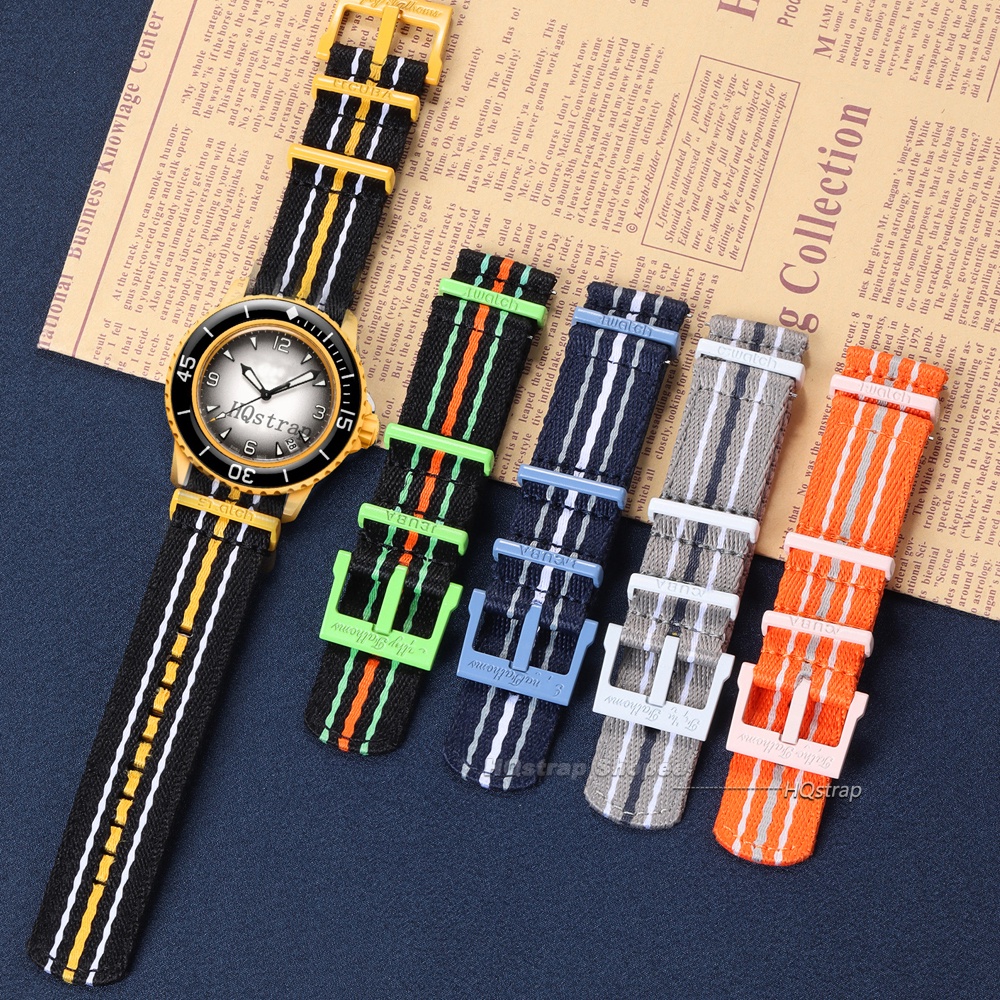 สายนาฬิกาข้อมือไนล่อน 22 มม. ปลดเร็ว หลากสี สําหรับ Blancpain Swatch Antarctic Indian Anlantic Pacific Arctic Ocean Series ราคา ถูกที่สุด ดีลบีเคเค แกลเลอรีภาพที่ 2
