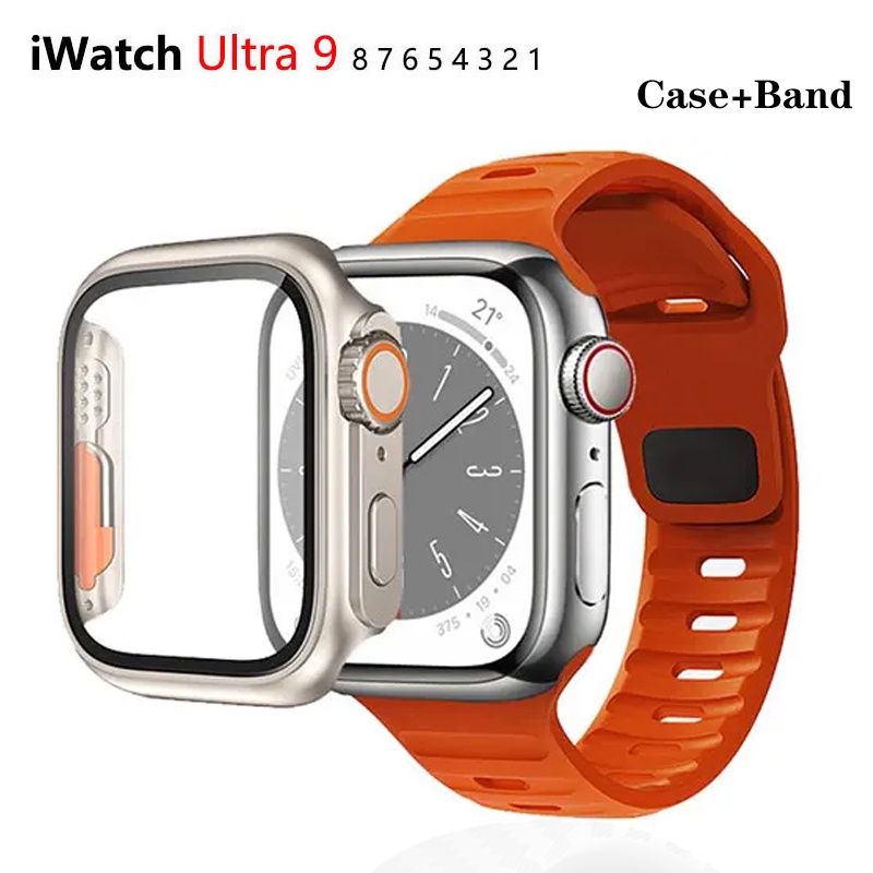 เคสนาฬิกาข้อมือซิลิโคน พร้อมสายคล้อง สําหรับ Apple Watch 45 มม. 44 มม. 42 มม. 40 มม. Iwatch Series 3 4 5 6 Se 7 8