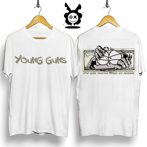 เสื้อยืดแขนสั้นYoung Guns-NOBITA ใหม่แฟชั่นสตรีทแวร์แบรนด์ขนาดใหญ่ซีรีส์หลวม สีดำ/เสื้อยืดสีขาวสำหรั