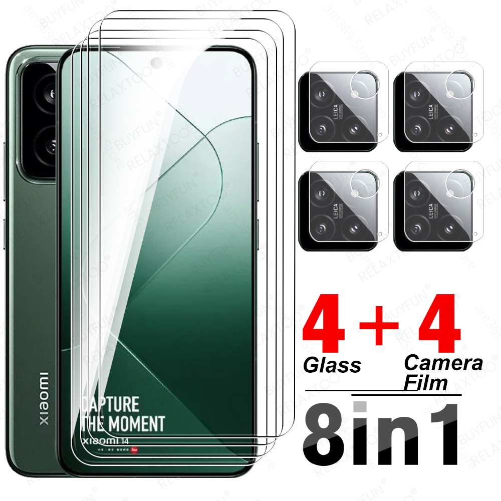 ​8in1 ฟิล์มกระจกนิรภัยกันรอยหน้าจอกล้อง แบบใส สําหรับ Xiaomi 14 Xiaomi14 Mi 14 Xaomi Xiaomi14 Mi14 2023 6.36 นิ้ว