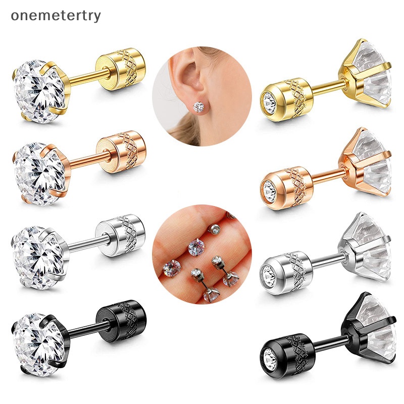 Onem 1 ชิ้น สเตนเลส คู่ คริสตัล เพทาย เกาหลี ต่างหู สําหรับผู้หญิง สกรู ต่างหู กระดุม ต่างหู ป้องกันอาการแพ้ เครื่องประดับร่างกาย n