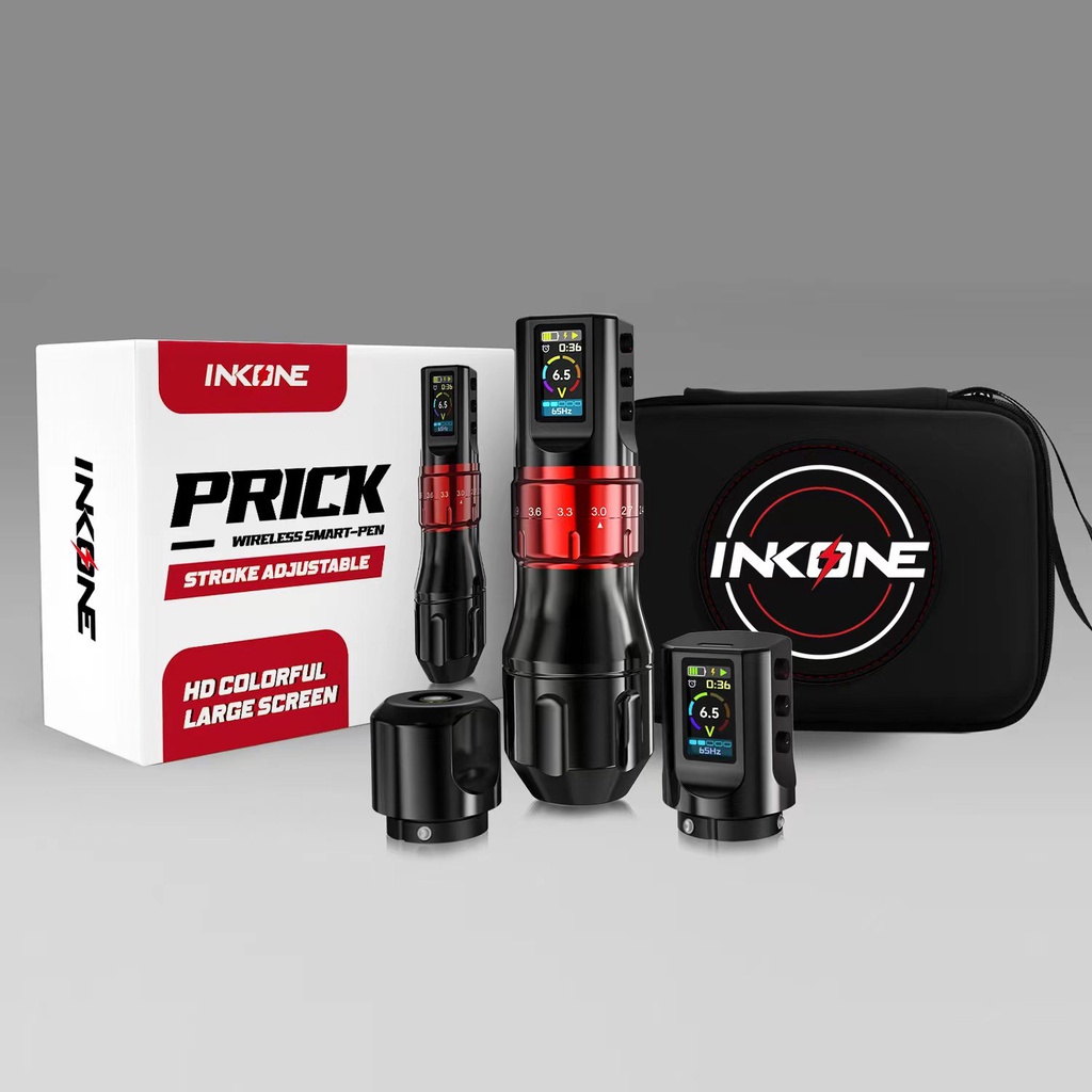 Inkone ปากกาสักไร้สาย หน้าจอสี ความละเอียดสูง ปรับได้ 2 ชิ้น พร้อมอะแดปเตอร์ RCA