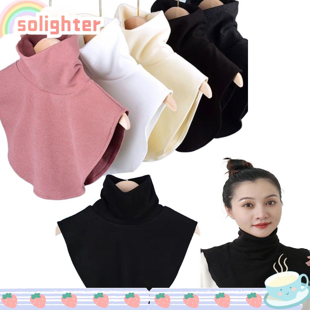 Solighter ปลอกคอปลอม ยืดหยุ่นสูง สีพื้น สําหรับปกคอเต่า